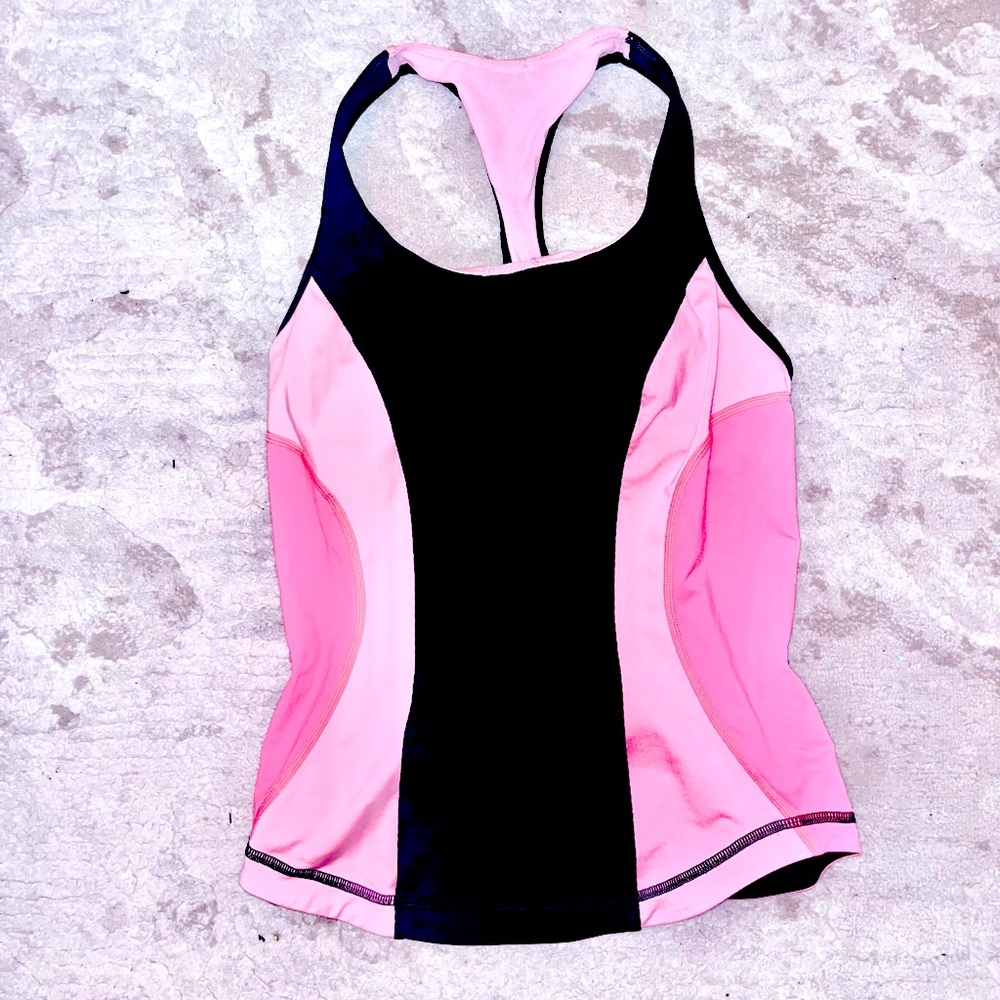Lululemon Vintage Cardio Kick Tank - Black / Bleached Coral / Pop Orange - 6